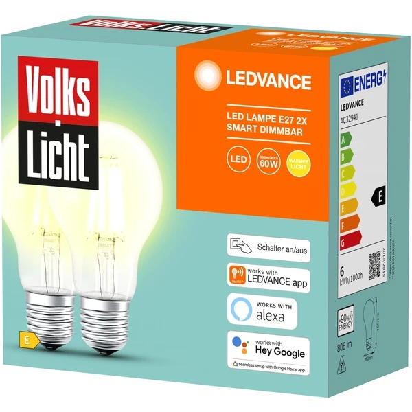 LEDVANCE SMART+ BT CLA60 60 6 W/2500K E27, LED-Lampe 5 LEDVANCE SMART+ BT CLA60 60 6 W/2500K E27, LED-Lampe – Bild 3